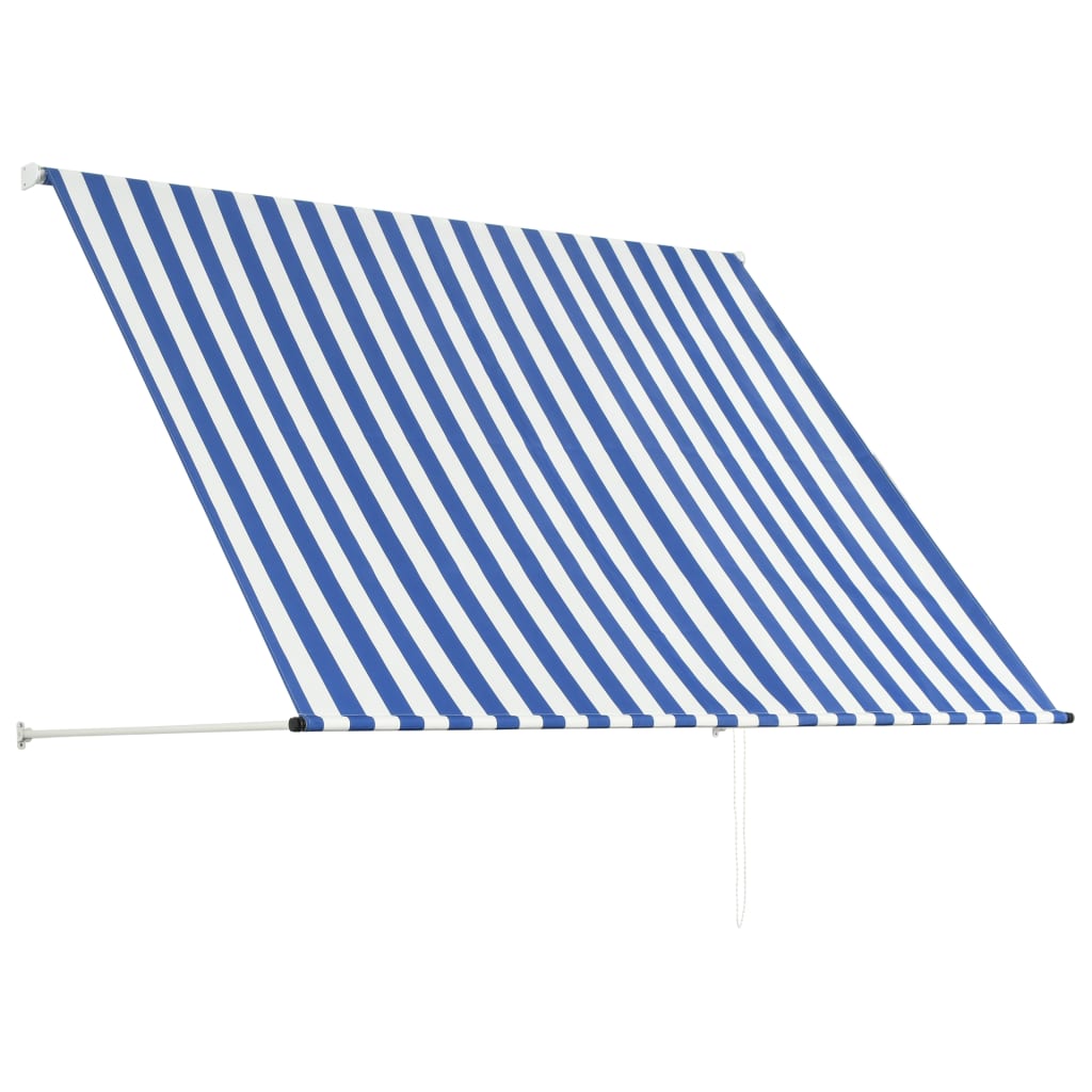 Copertină retractabilă, albastru și alb, 200 x 150 cm
