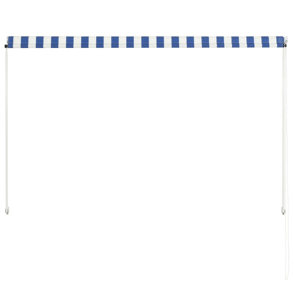 Copertină retractabilă, albastru și alb, 200 x 150 cm