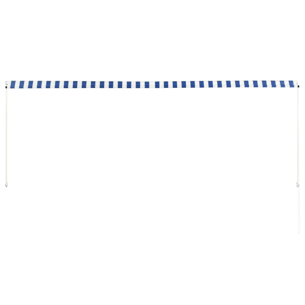 Copertină retractabilă, albastru și alb, 350 x 150 cm