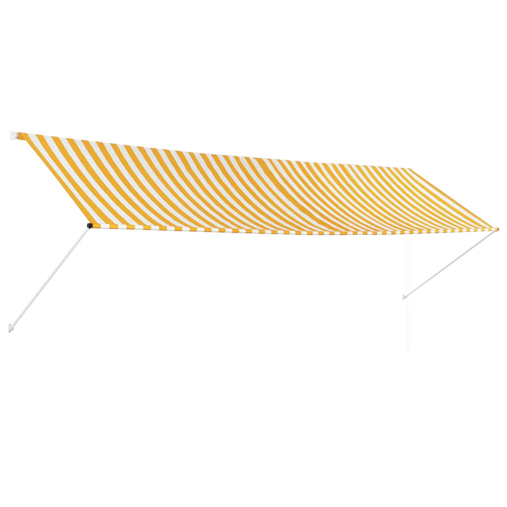 Copertină retractabilă, galben și alb, 400 x 150 cm