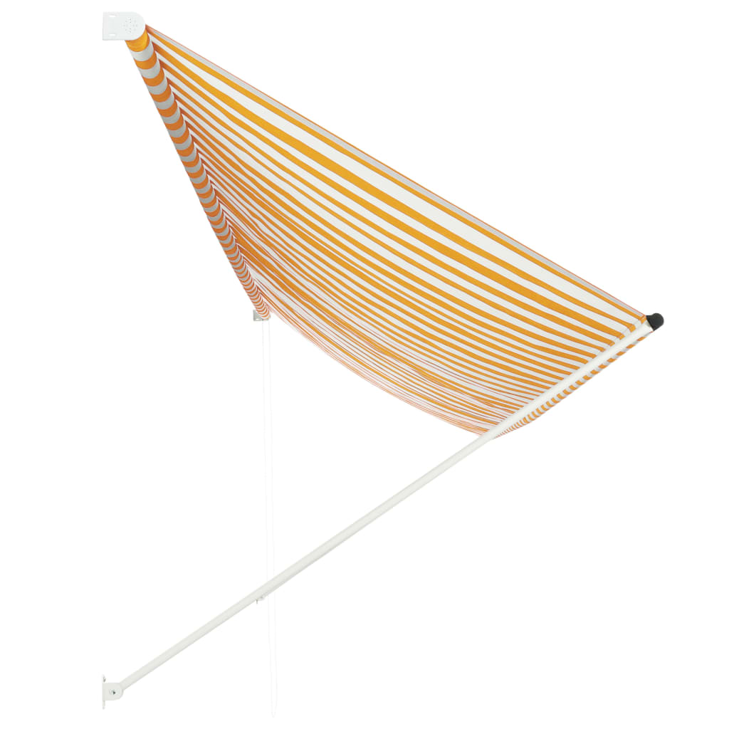 Copertină retractabilă, galben și alb, 400 x 150 cm