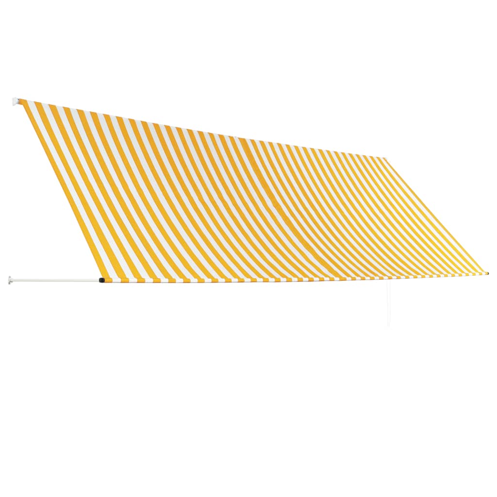 Copertină retractabilă, galben și alb, 400 x 150 cm