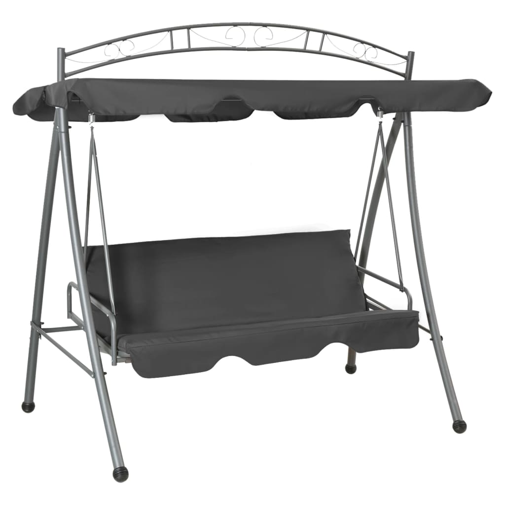 Extendable swing with canopy anthracite 198x120x205 cm steel