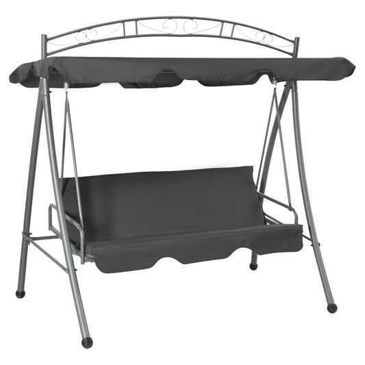 Extendable swing with canopy anthracite 198x120x205 cm steel