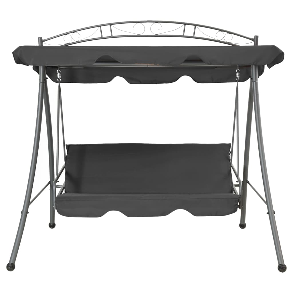 Extendable swing with canopy anthracite 198x120x205 cm steel