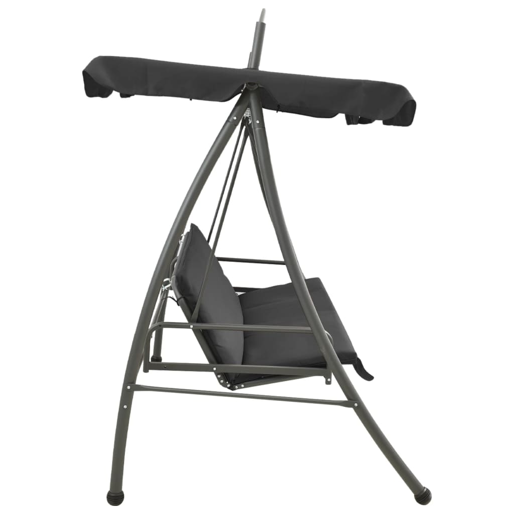 Extendable swing with canopy anthracite 198x120x205 cm steel