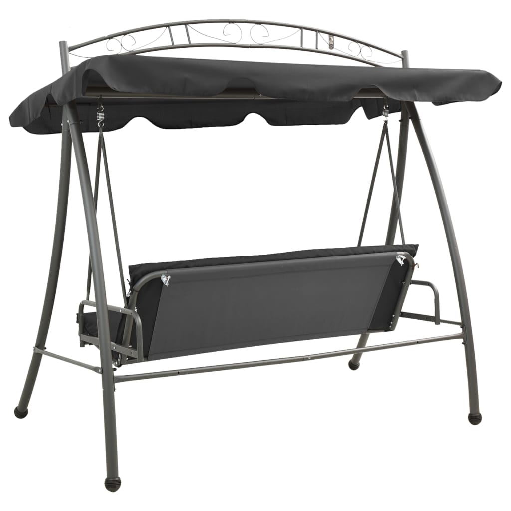 Extendable swing with canopy anthracite 198x120x205 cm steel