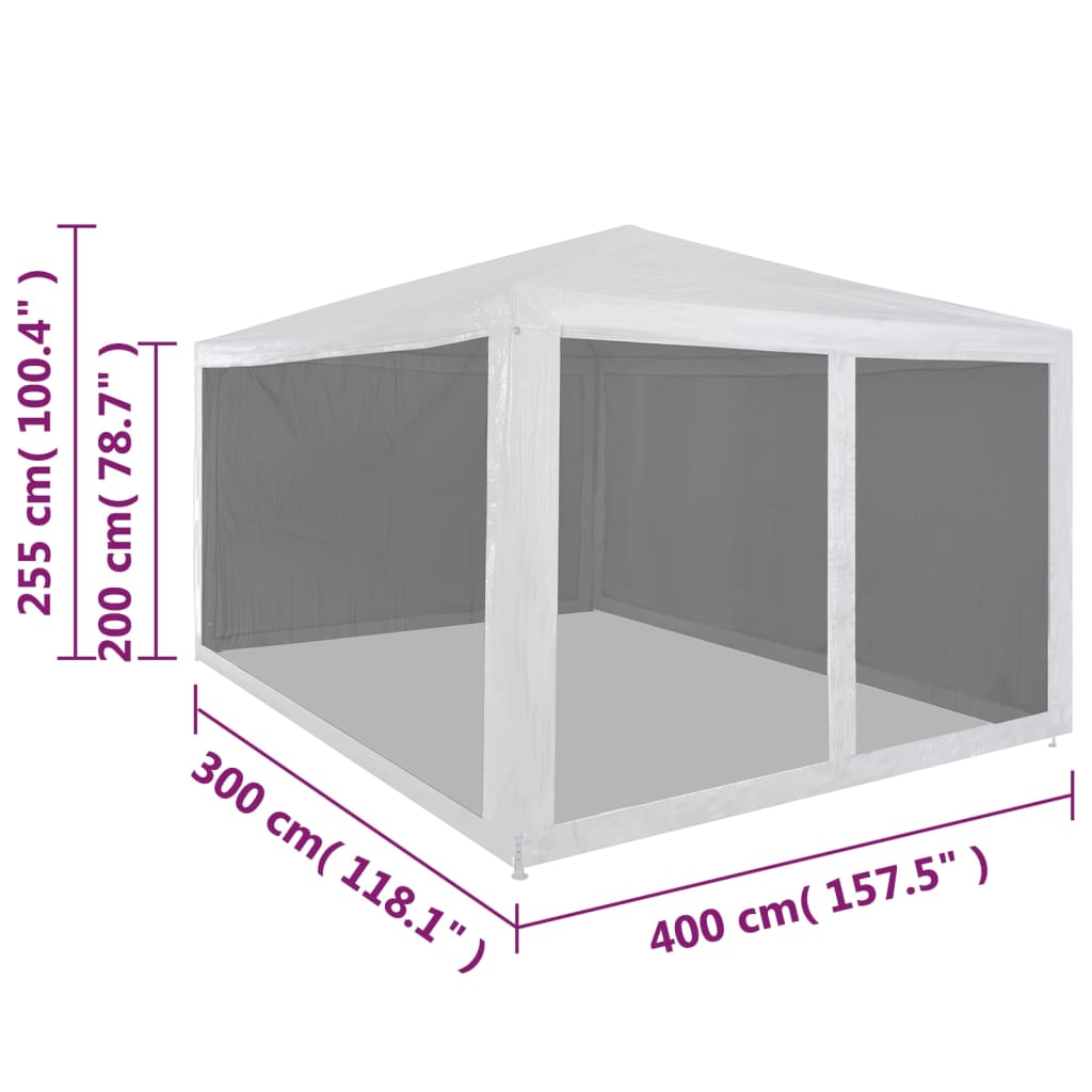 Cort de petrecere cu 4 pereți din plasă, 4 x 3 m
