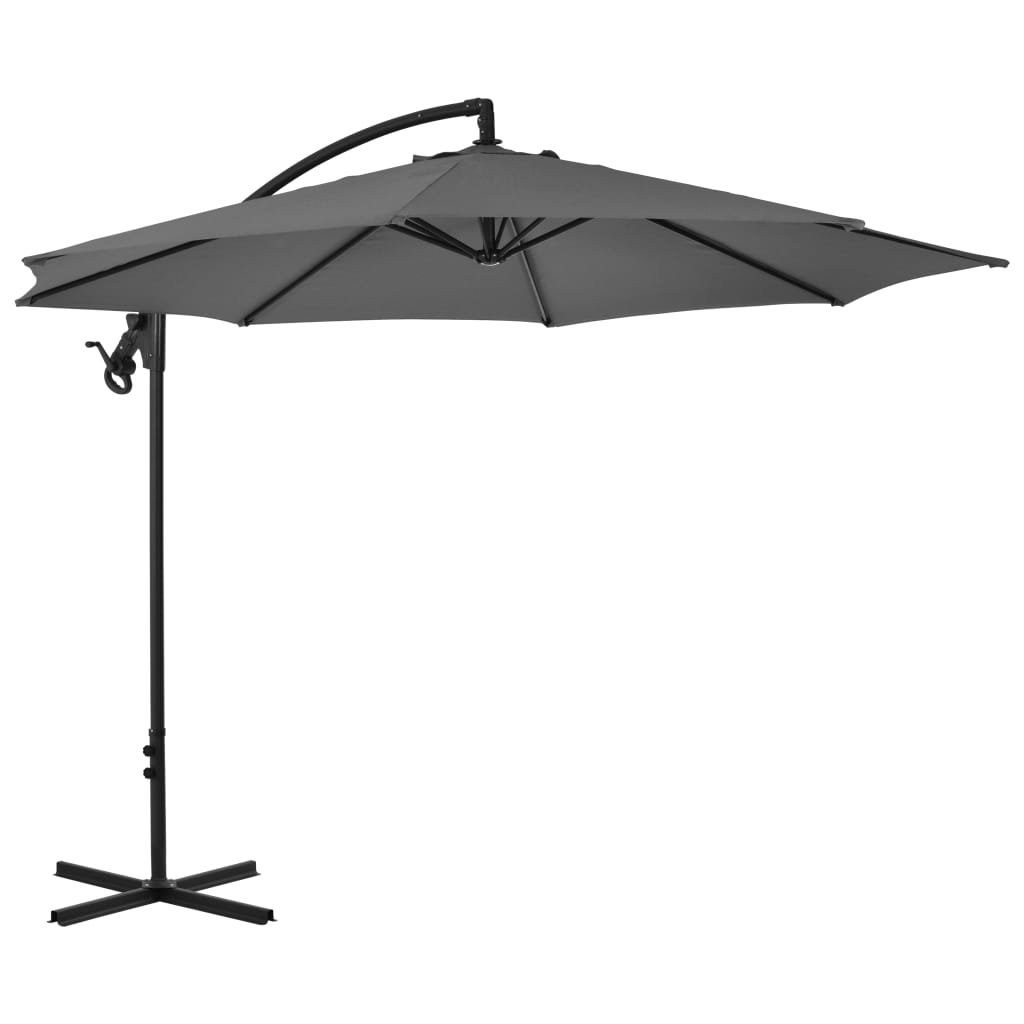 Umbrelă în consolă cu stâlp din oțel, antracit, 300 cm