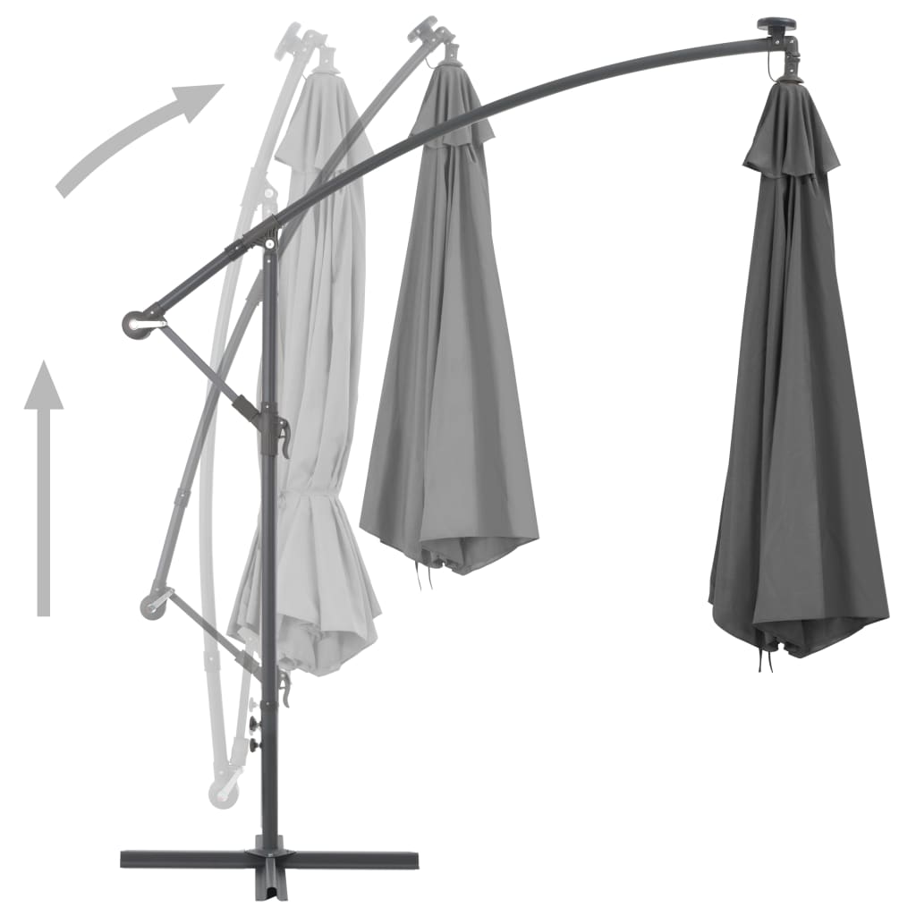Umbrelă în consolă cu stâlp din oțel, antracit, 300 cm