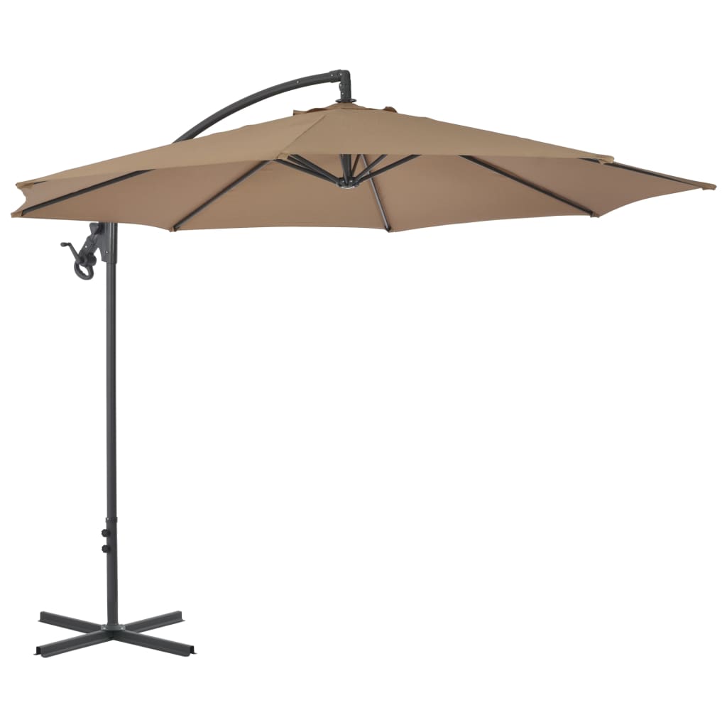 Umbrelă în consolă cu stâlp din oțel, taupe, 300 cm