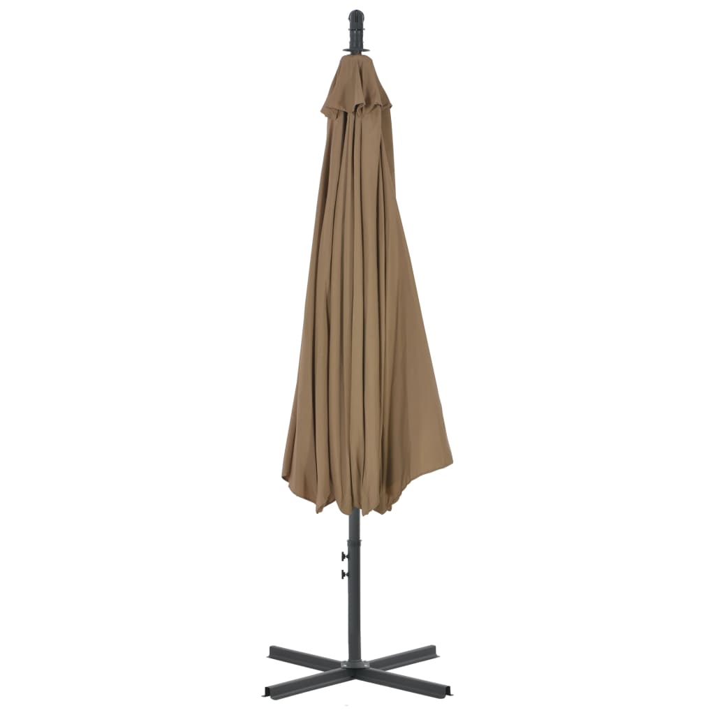 Umbrelă în consolă cu stâlp din oțel, taupe, 300 cm