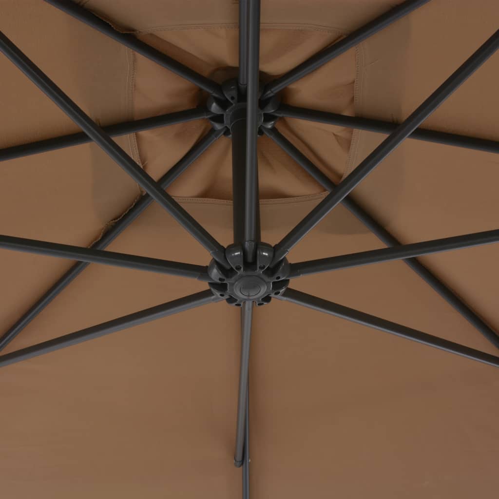 Umbrelă în consolă cu stâlp din oțel, taupe, 300 cm