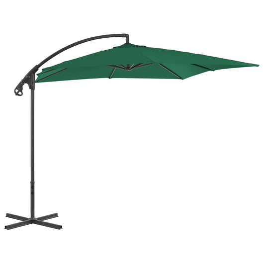 Umbrelă în consolă cu stâlp din oțel, verde, 250x250 cm