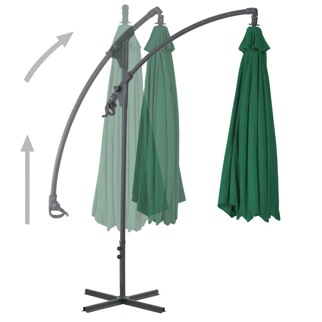 Umbrelă în consolă cu stâlp din oțel, verde, 250x250 cm