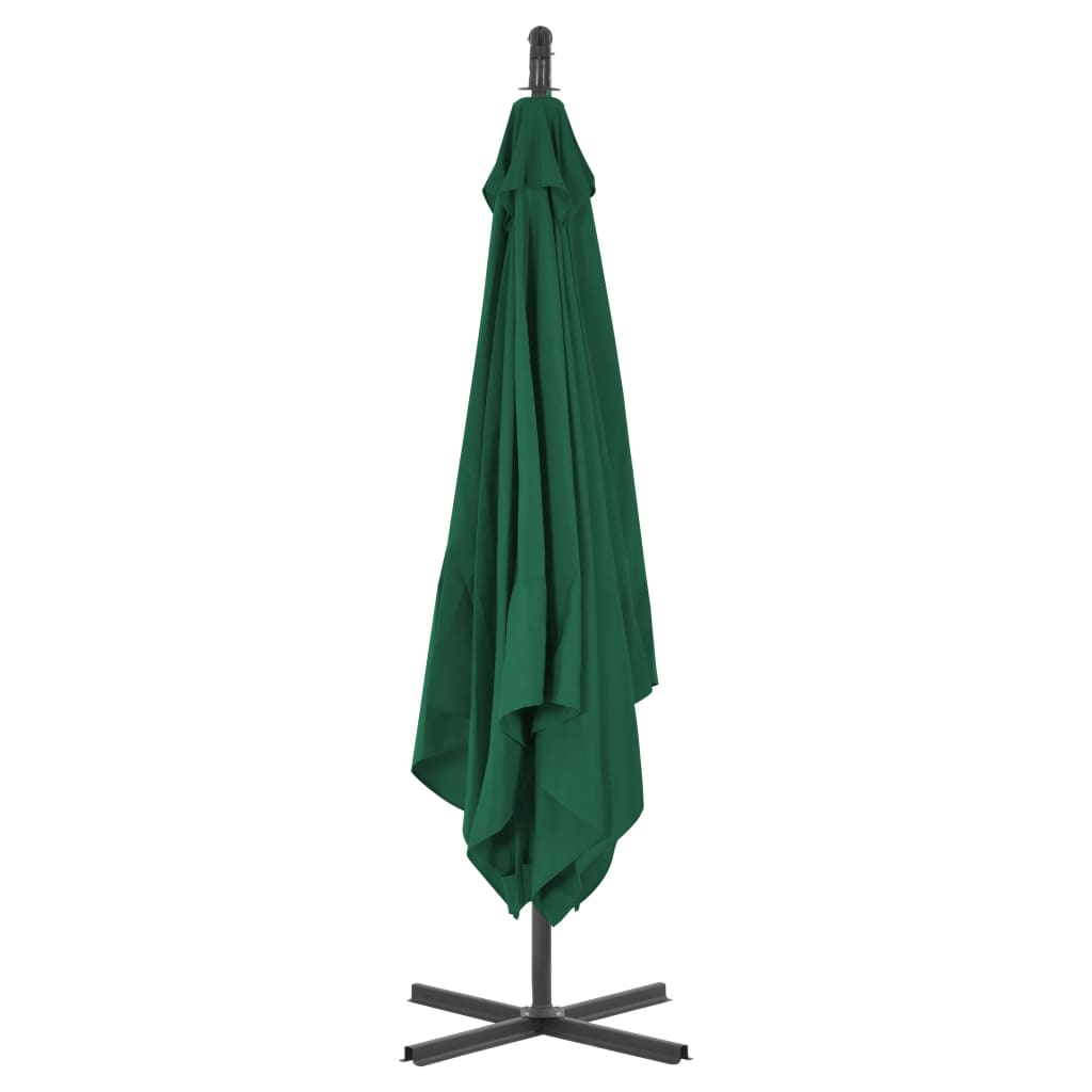 Umbrelă în consolă cu stâlp din oțel, verde, 250x250 cm