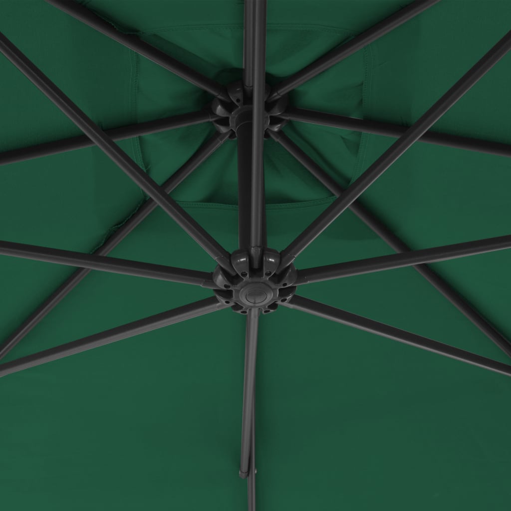 Umbrelă în consolă cu stâlp din oțel, verde, 250x250 cm