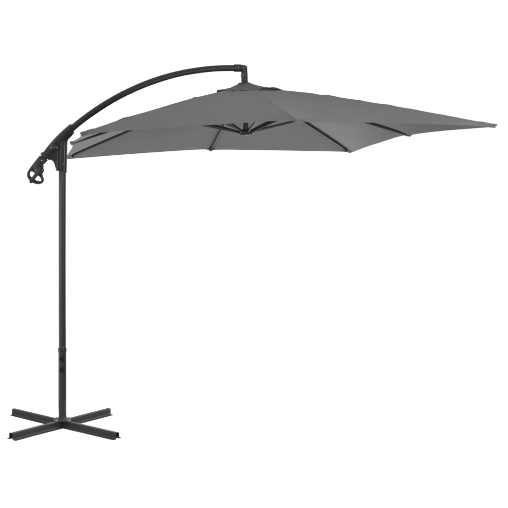 Umbrelă în consolă cu stâlp din oțel, antracit, 250x250 cm