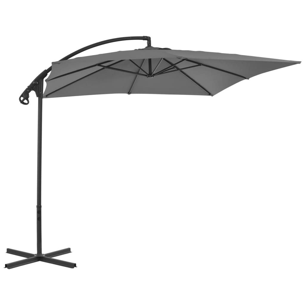 Umbrelă în consolă cu stâlp din oțel, antracit, 250x250 cm