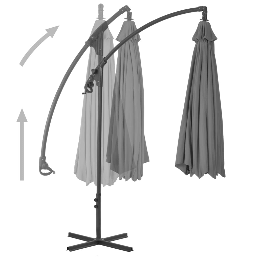 Umbrelă în consolă cu stâlp din oțel, antracit, 250x250 cm
