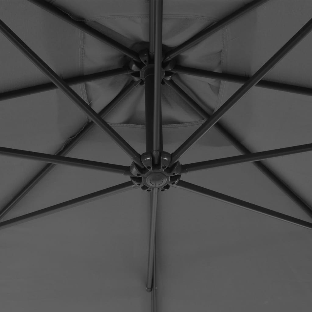 Umbrelă în consolă cu stâlp din oțel, antracit, 250x250 cm