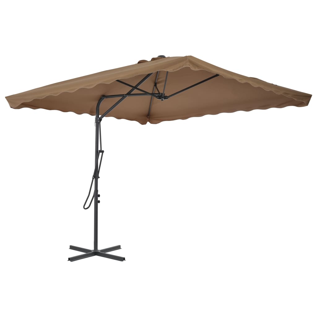 Umbrelă soare de exterior, stâlp oțel, gri taupe, 250 x 250 cm