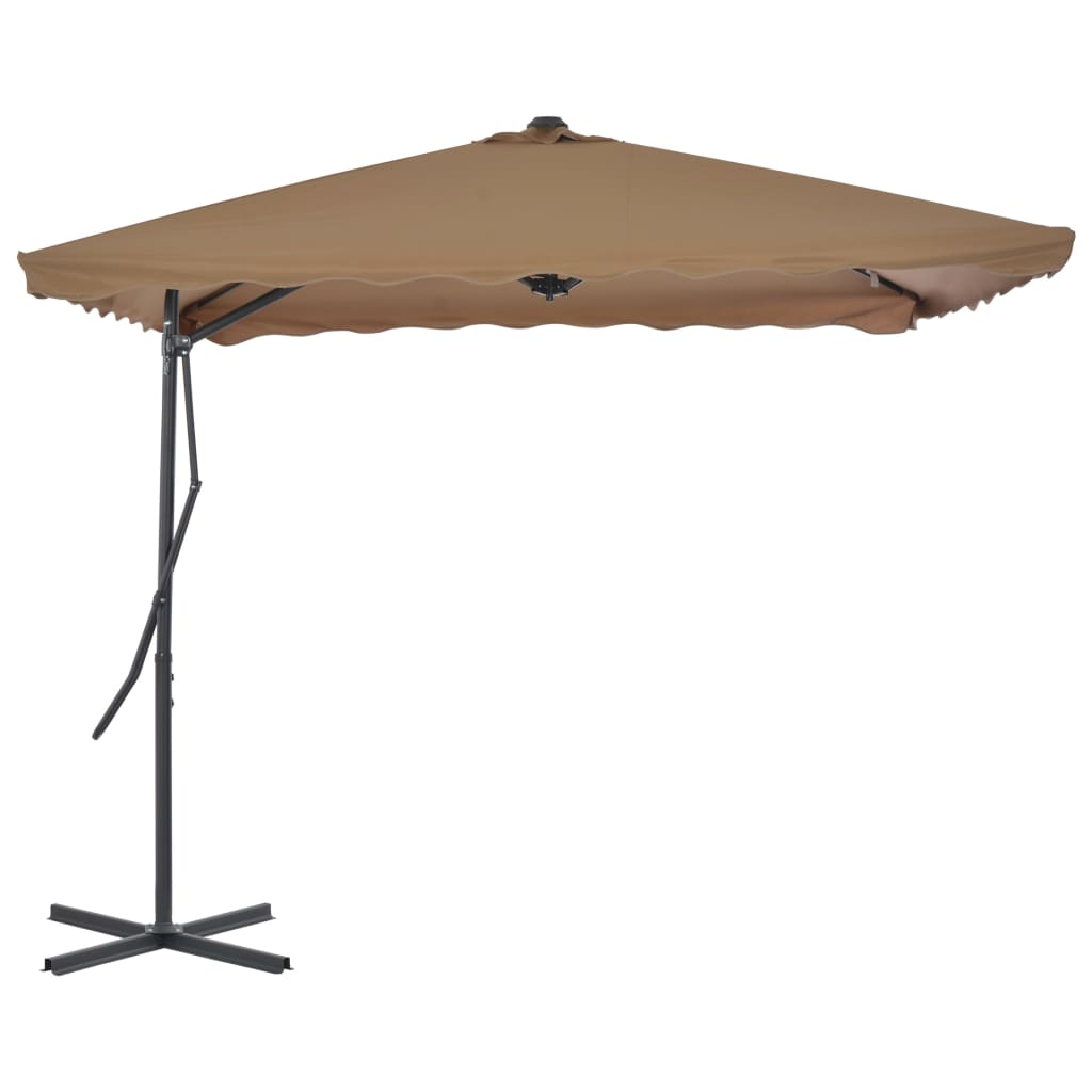 Umbrelă soare de exterior, stâlp oțel, gri taupe, 250 x 250 cm