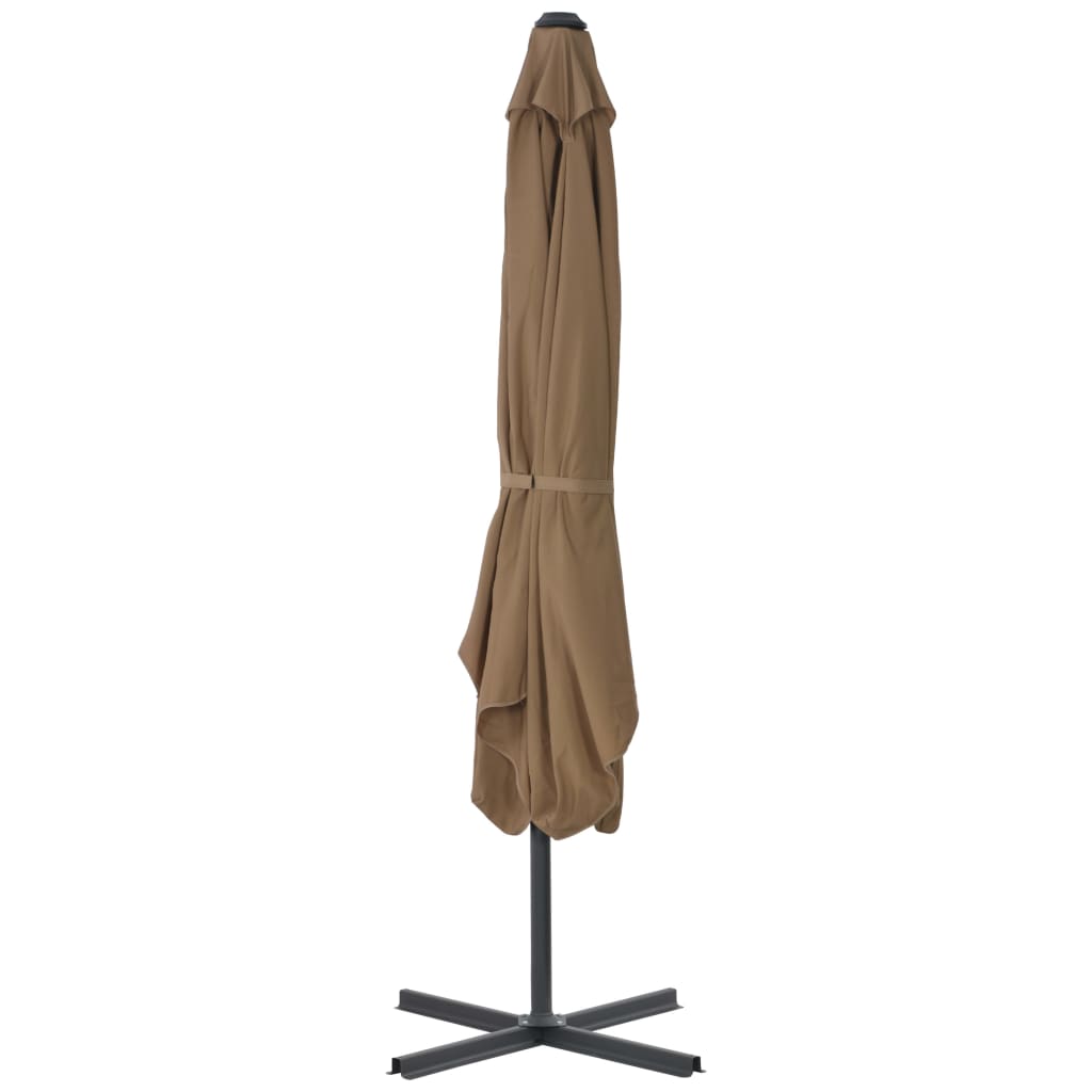 Umbrelă soare de exterior, stâlp oțel, gri taupe, 250 x 250 cm