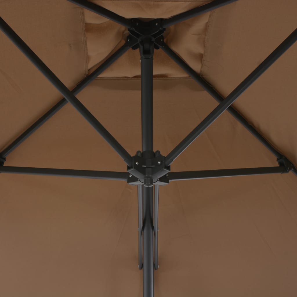 Umbrelă soare de exterior, stâlp oțel, gri taupe, 250 x 250 cm