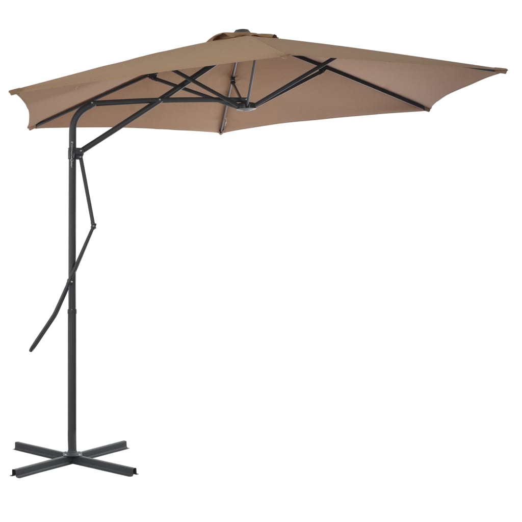 Umbrelă de soare de exterior, stâlp din oțel, gri taupe, 300 cm