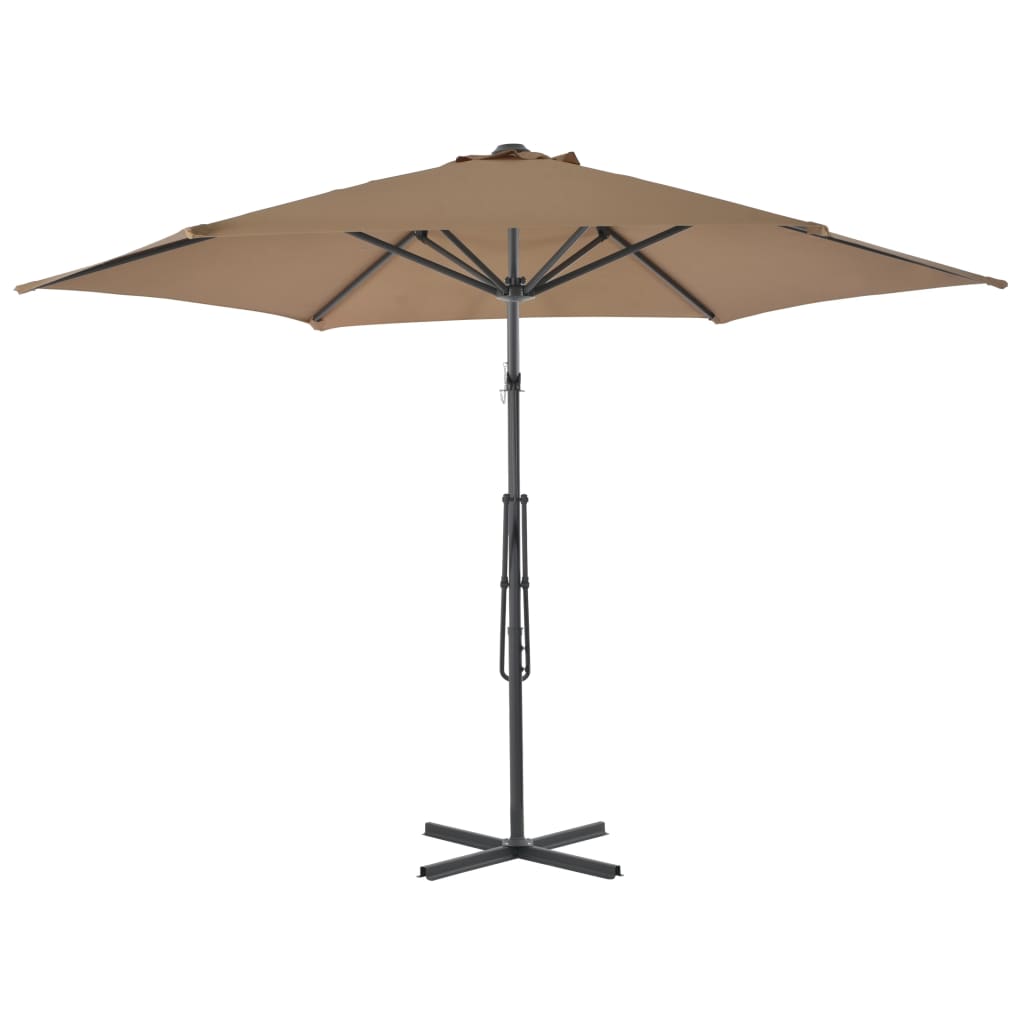 Umbrelă de soare de exterior, stâlp din oțel, gri taupe, 300 cm
