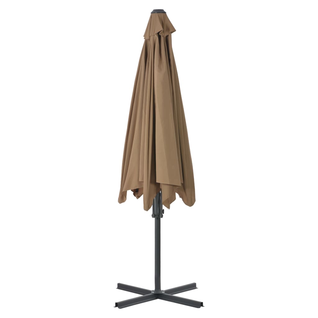 Umbrelă de soare de exterior, stâlp din oțel, gri taupe, 300 cm