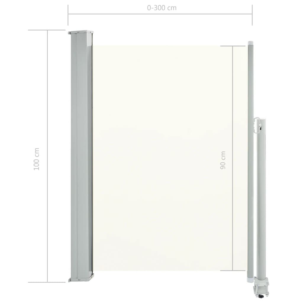 Copertină laterală retractabilă de terasă, crem, 100 x 300 cm