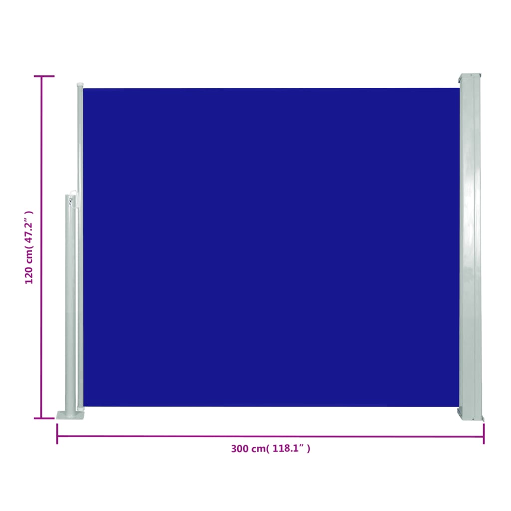 Copertină laterală retractabilă, albastru, 120x300 cm