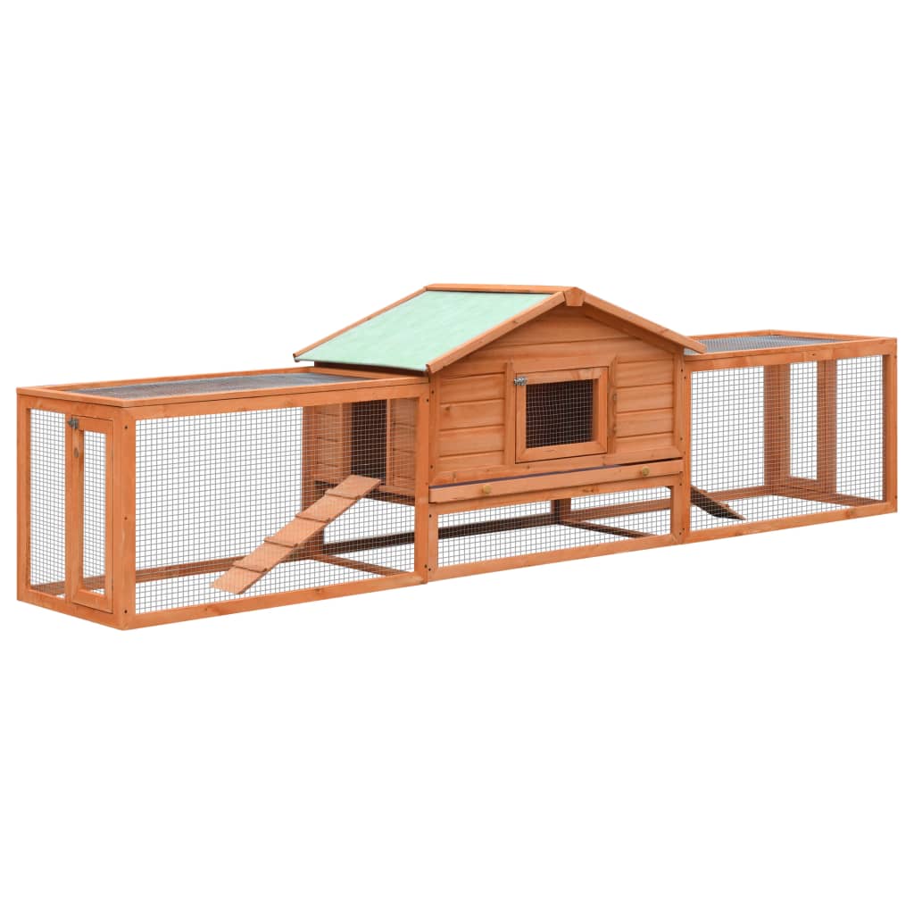 Rabbit cage, 310x70x87 cm, solid pine &amp; fir wood