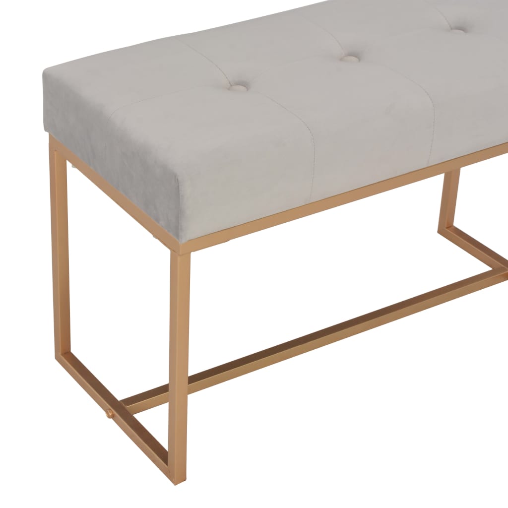 Bench, gray, 80 cm, velvet
