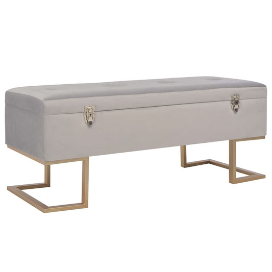 Banchetă cu un compartiment de depozitare gri 105 cm catifea