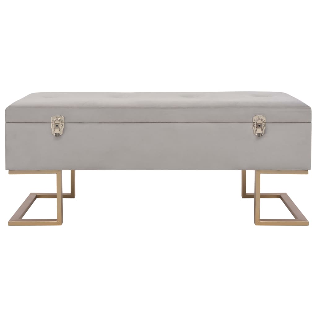 Bench with a gray storage compartment 105 cm velvet