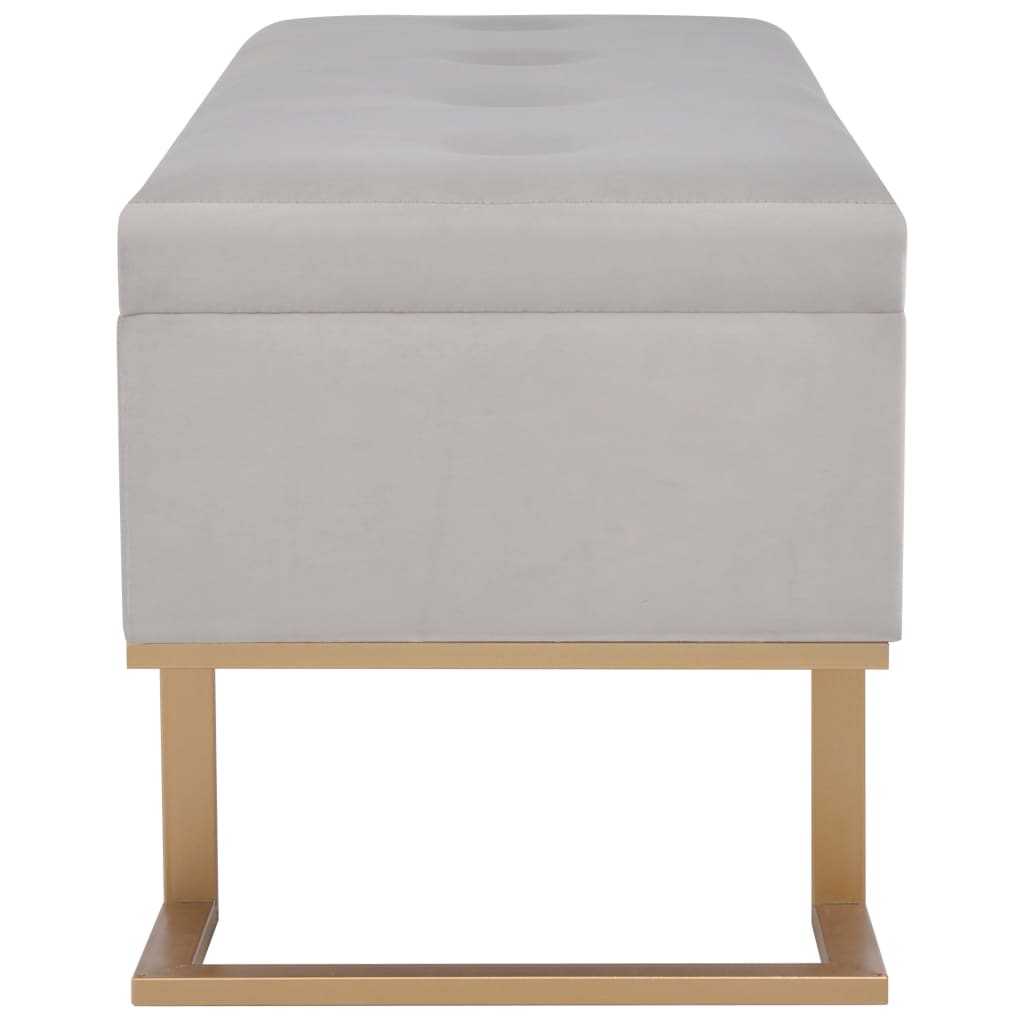 Bench with a gray storage compartment 105 cm velvet