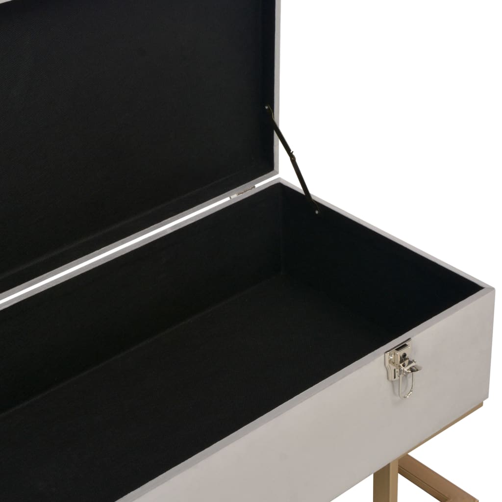 Bench with a gray storage compartment 105 cm velvet