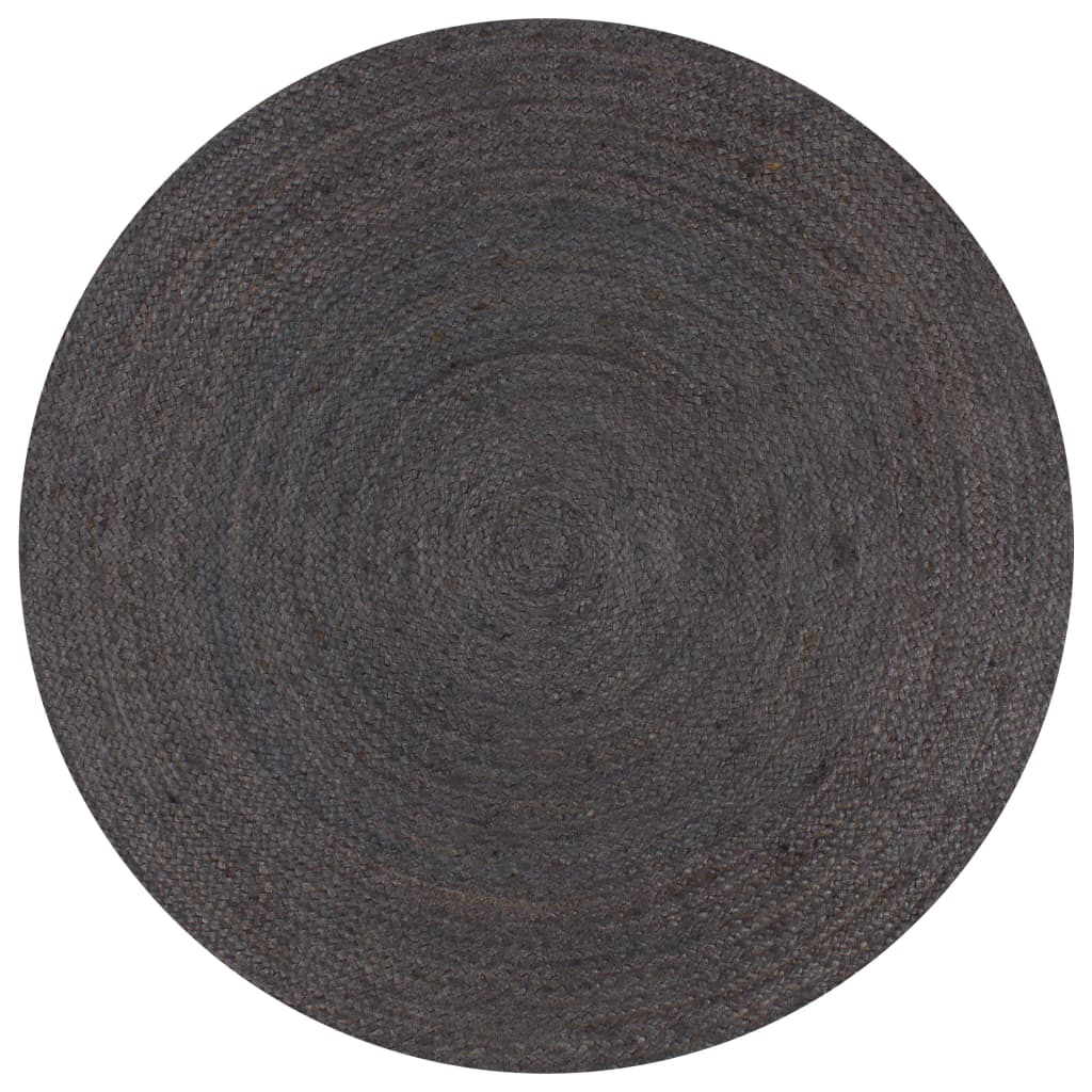 Handmade rug, dark grey, 150 cm, jute, round