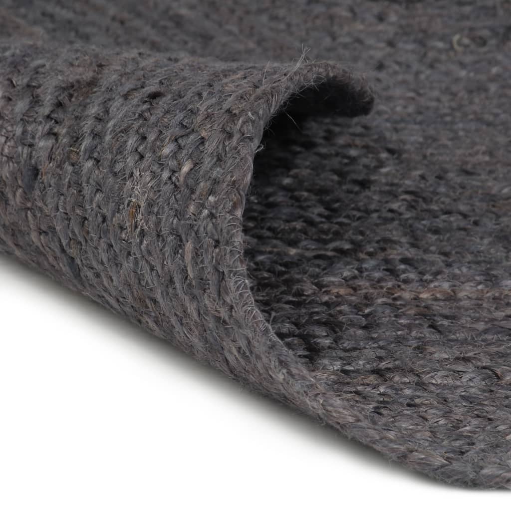 Handmade rug, dark grey, 150 cm, jute, round
