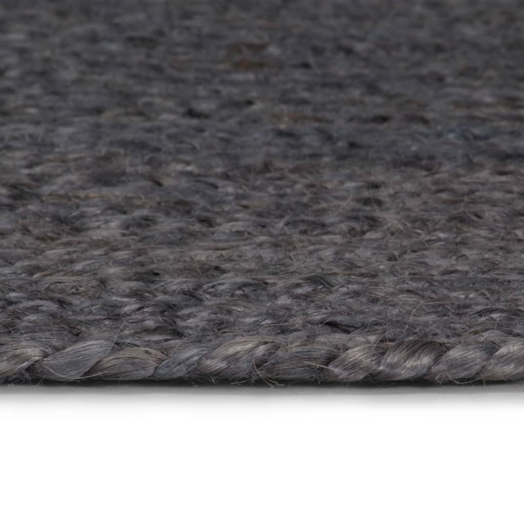 Handmade rug, dark grey, 150 cm, jute, round