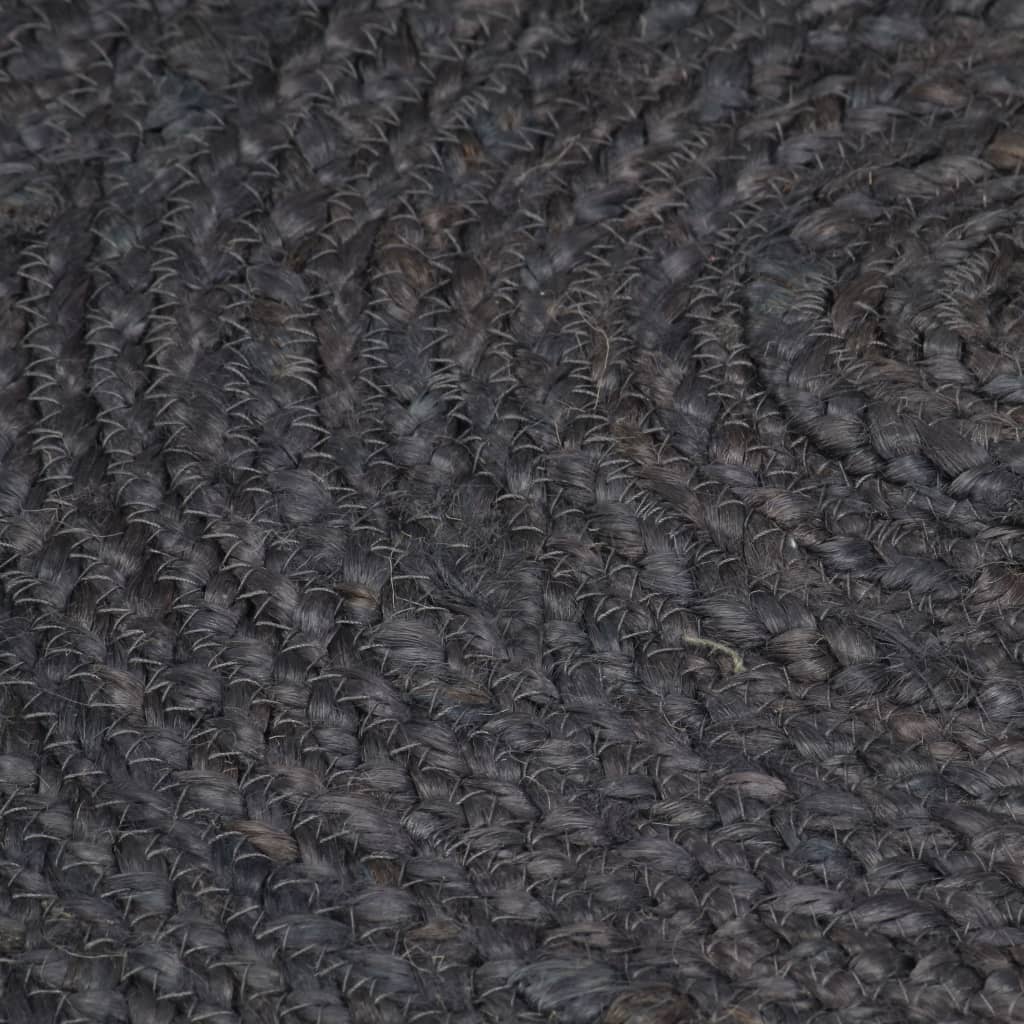 Handmade rug, dark grey, 150 cm, jute, round