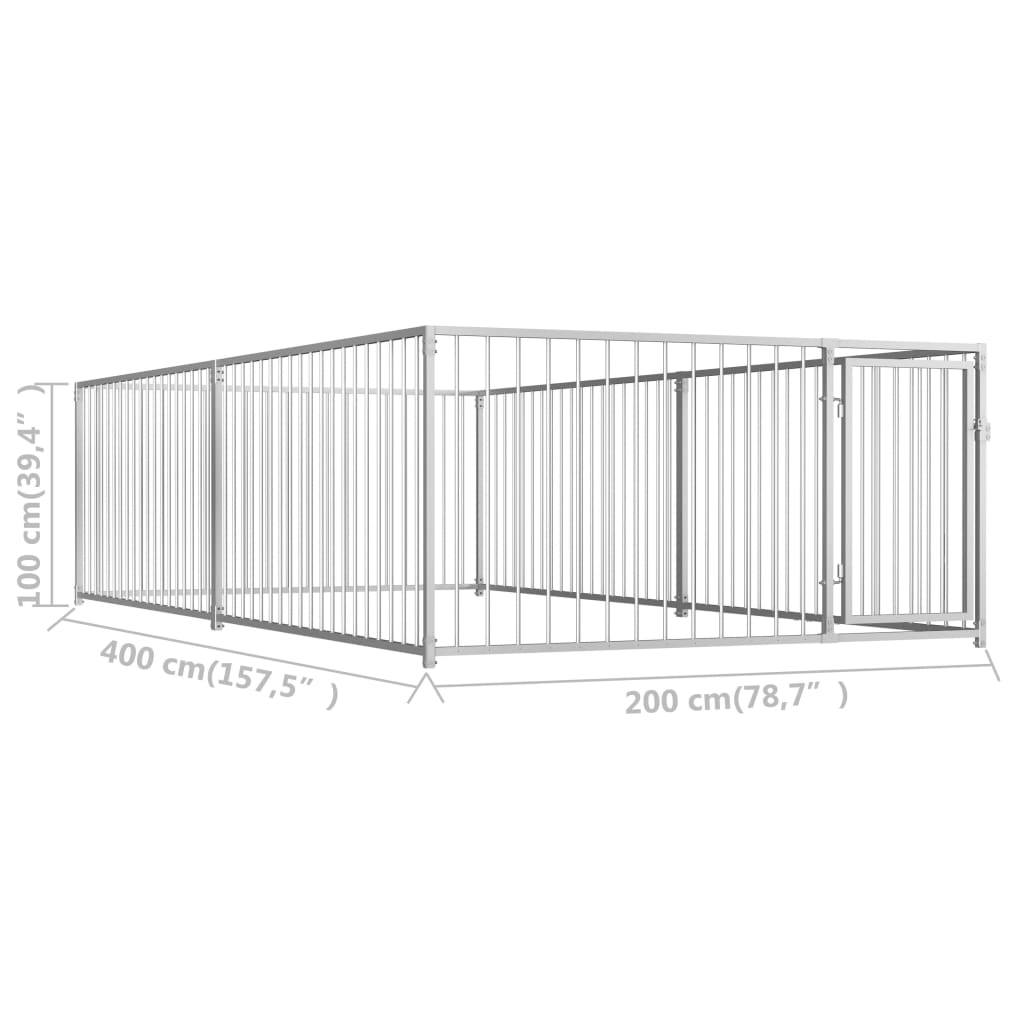 Outdoor dog paddock, 200 x 400 x 100 cm