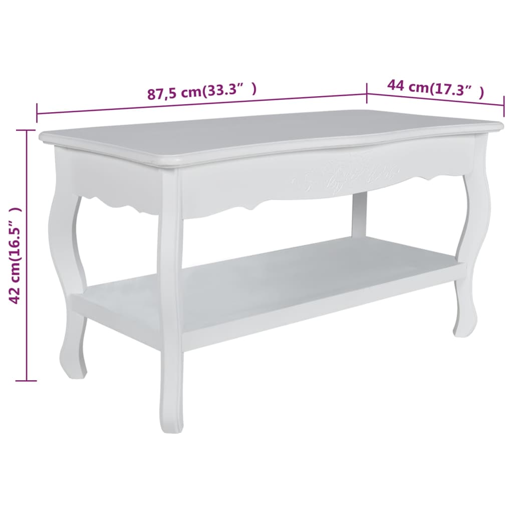 Coffee table with 2 levels, MDF, white