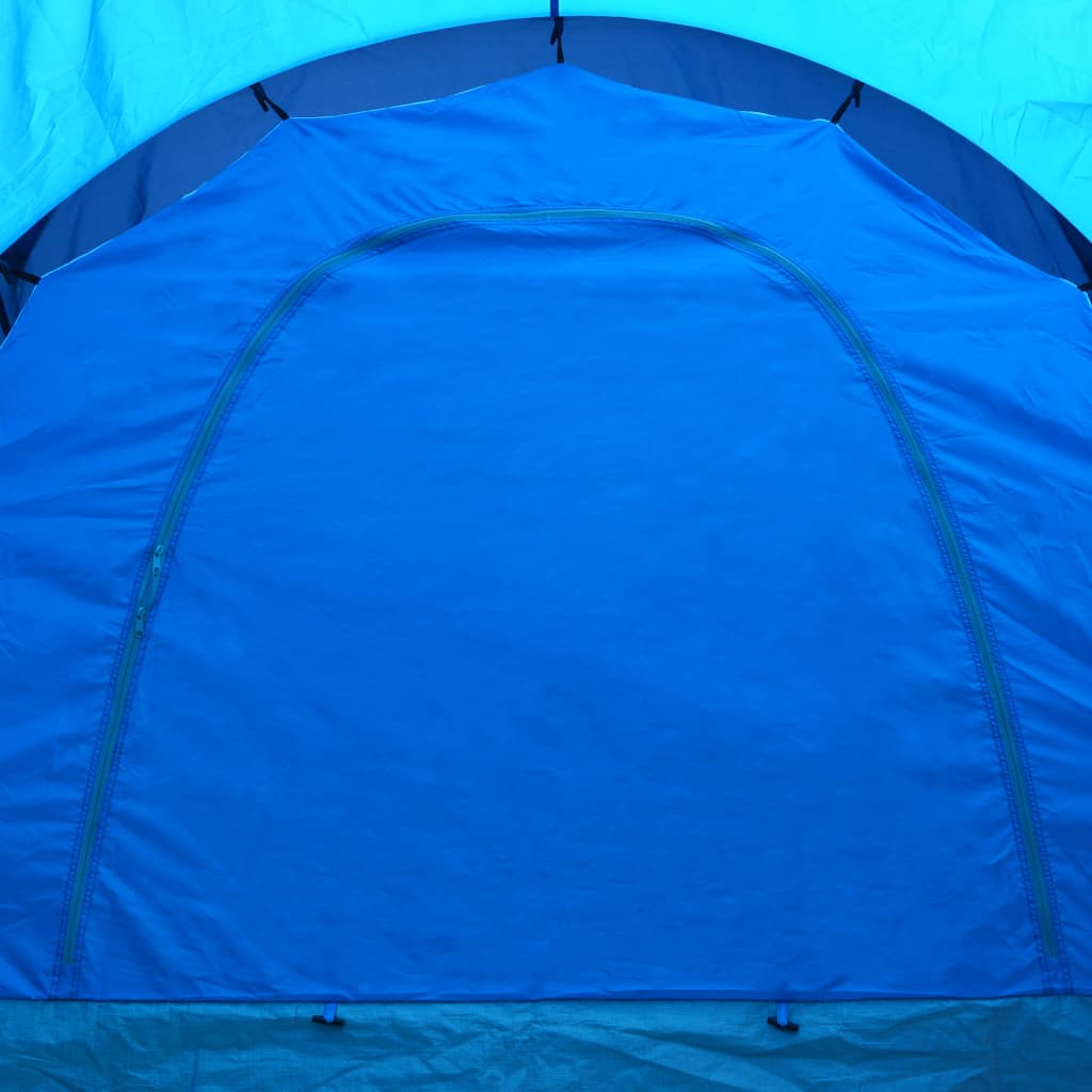 Textile camping tent, 9 people, dark blue and blue