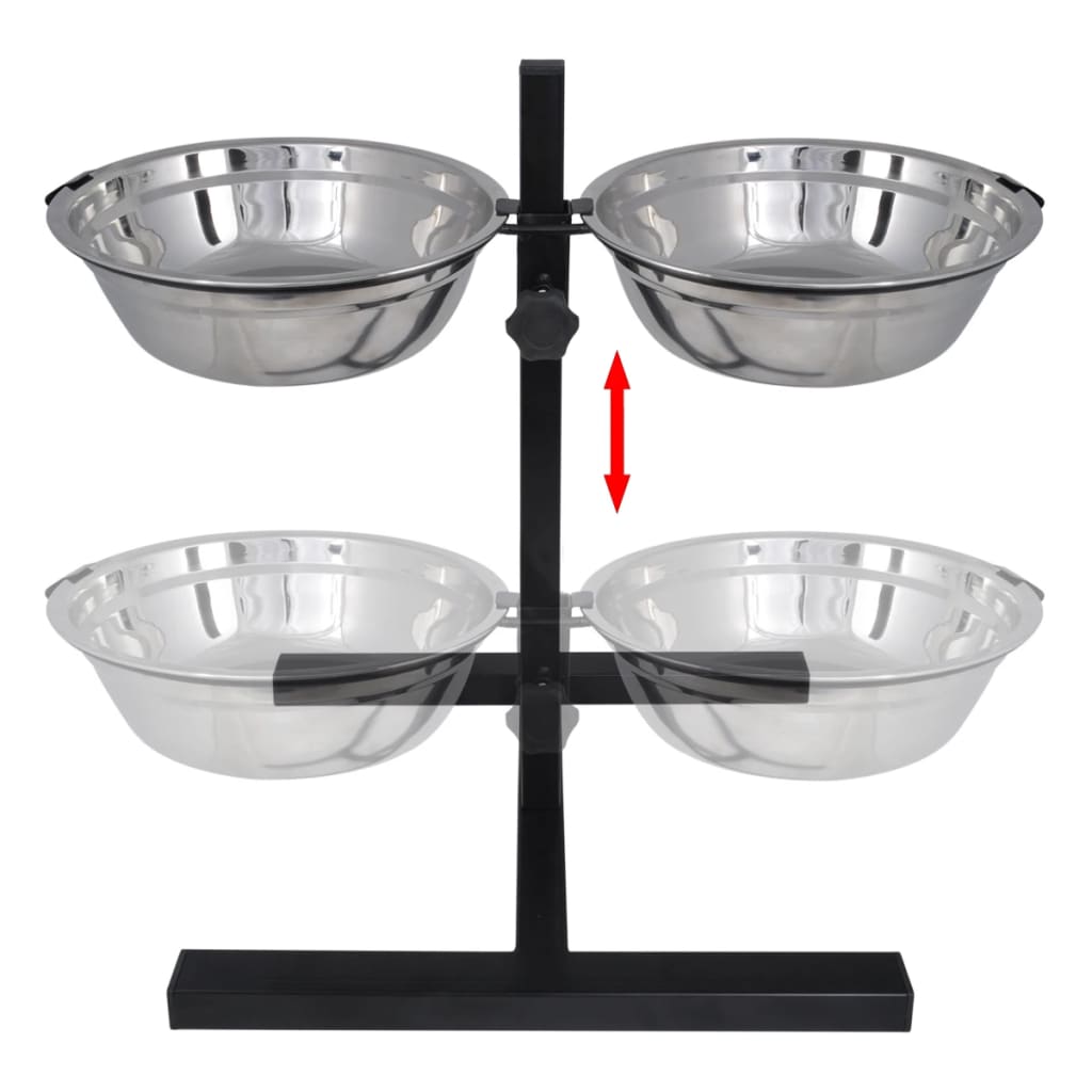 Dog holder &amp; 2 stainless steel bowls x 4.1 l