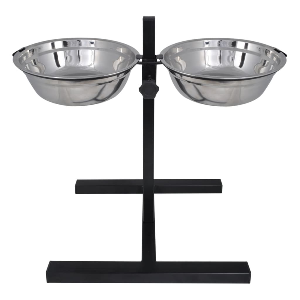 Dog holder &amp; 2 stainless steel bowls x 4.1 l