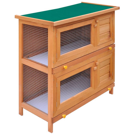 Outdoor rabbit cage small animal shelter cage, 4 doors, wood